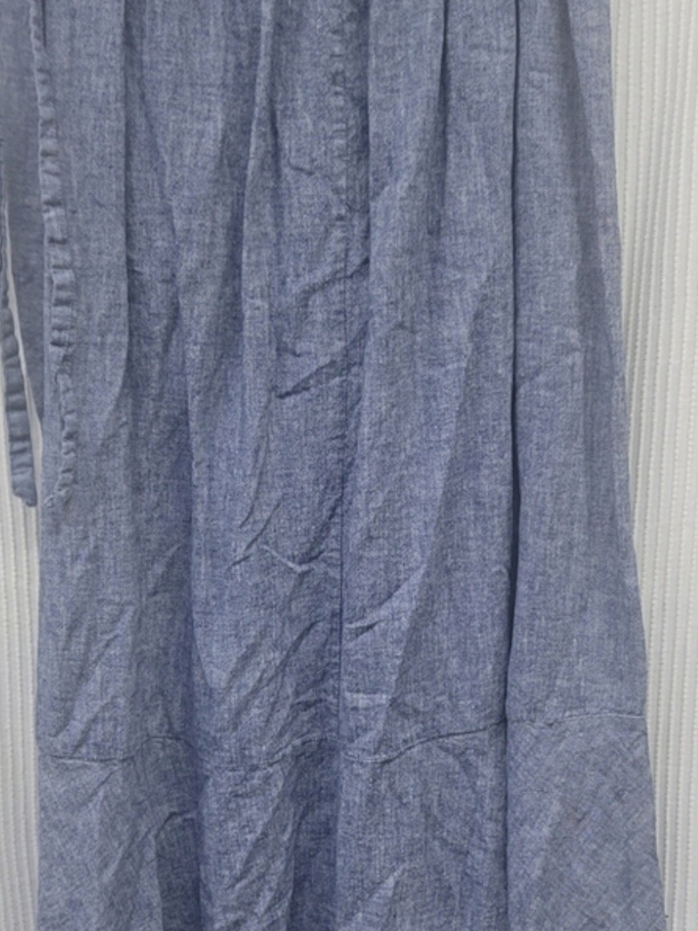 Express Women's Boho Linen Cotton Light Chambray Tie Wrap Ruffle Midi Skirt - Picture 5 of 5